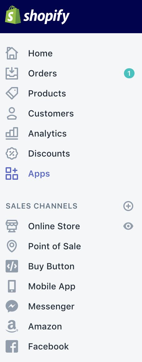 Нажмите Amazon, чтобы перейти к каналу продаж Amazon, который вы уже установили